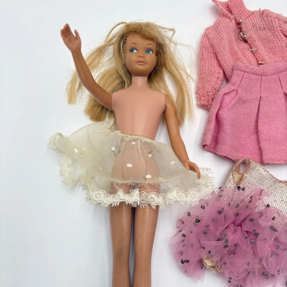 Vintage 1964 Mattel Skipper Doll Lot with 3 Authentic Outfits Barbie